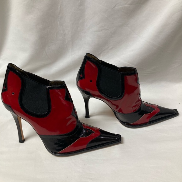Dolce & Gabbana Red and Black Bootie Boots, size 40, fit like a 9 - Picture 3 of 10